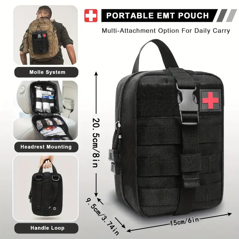 151pcs Portable First Aid Kit(Black, Includes Essential Tools)-2