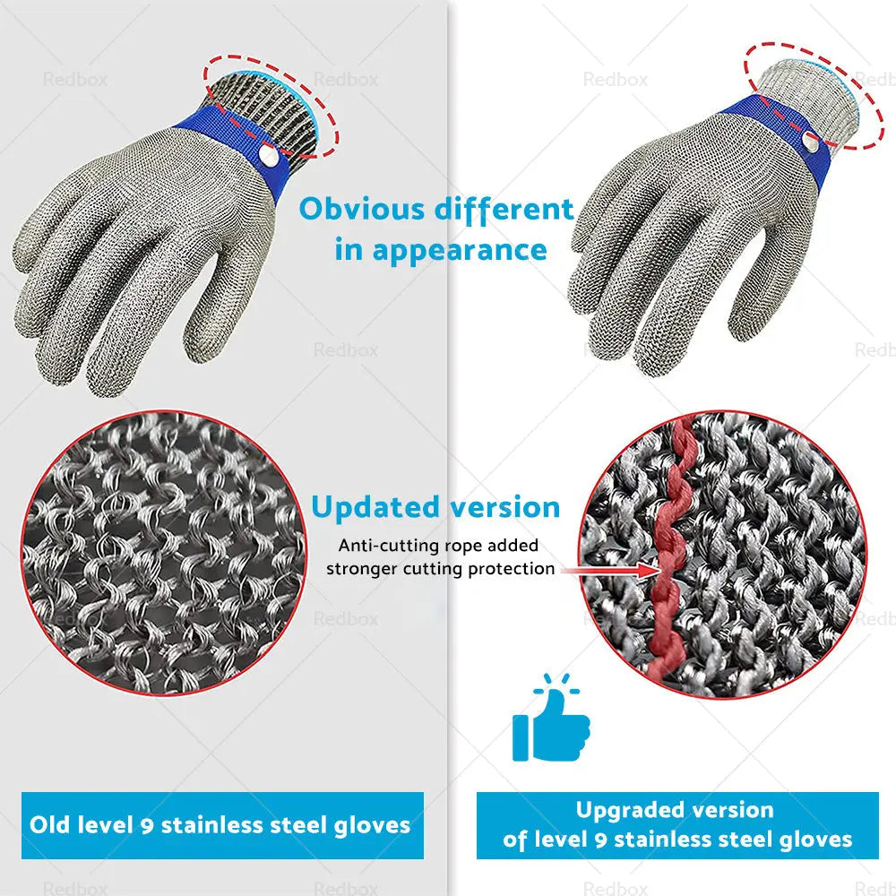 Safety Stainless Steel Cut Proof Stab Resistant Wire Metal Mesh Butcher Gloves-3