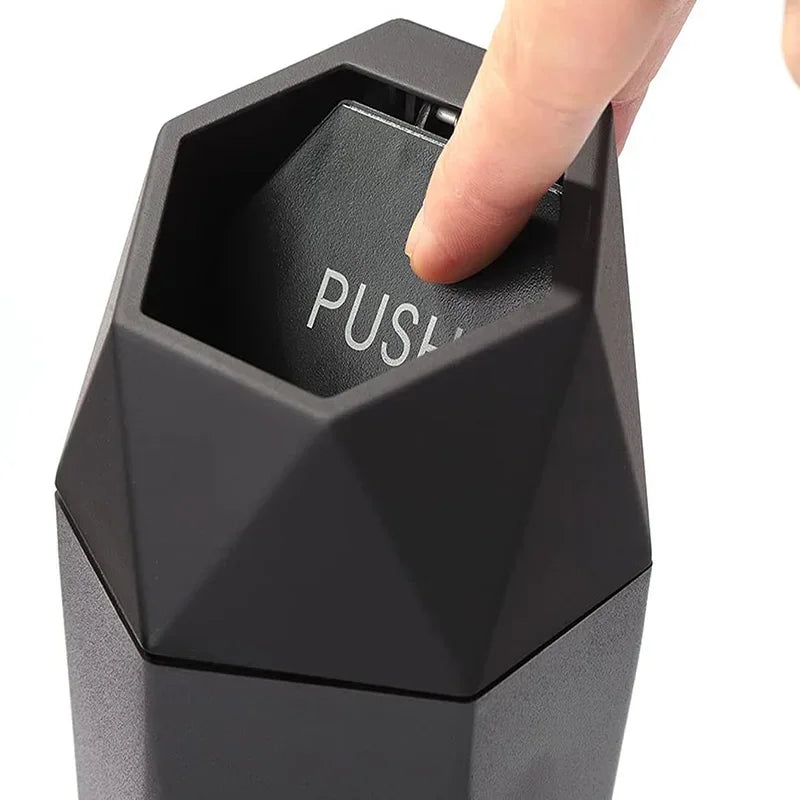 Portable Mini Car Trash Can–Waterproof Storage Bin with Lid Black-3