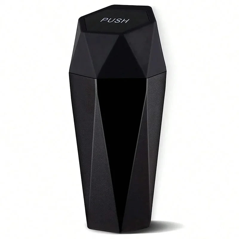 Portable Mini Car Trash Can–Waterproof Storage Bin with Lid Black-0