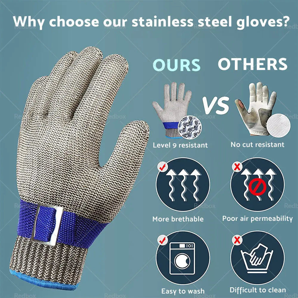 Safety Stainless Steel Cut Proof Stab Resistant Wire Metal Mesh Butcher Gloves-1